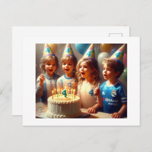 De verjaardagsfeestje,  briefkaart (Voorkant / Achterkant)