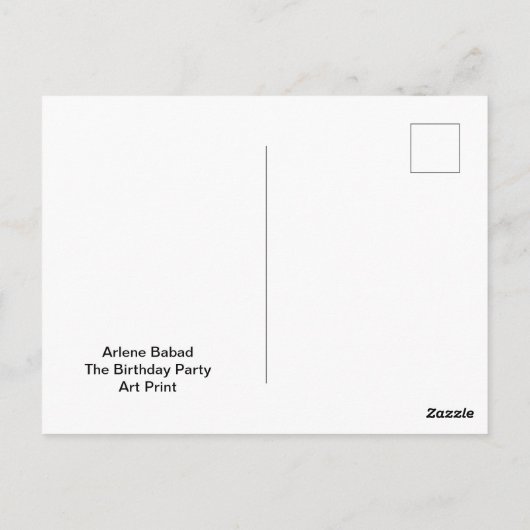 De verjaardagsfeestje,  briefkaart (Achterkant)