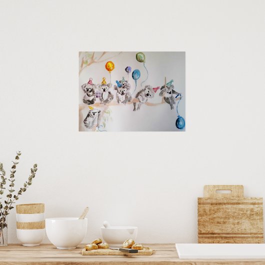 De verjaardagsfeestposter van de Koala Beer voor k Poster (Keuken)