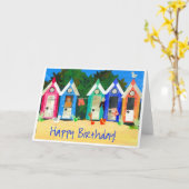 De verjaardagskaart van het strand "van de Hutten" Kaart (Gele Bloem)