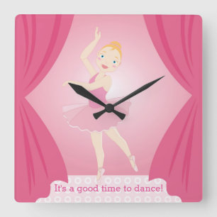 De verjaardagspartij van de ballerina vierkante klok