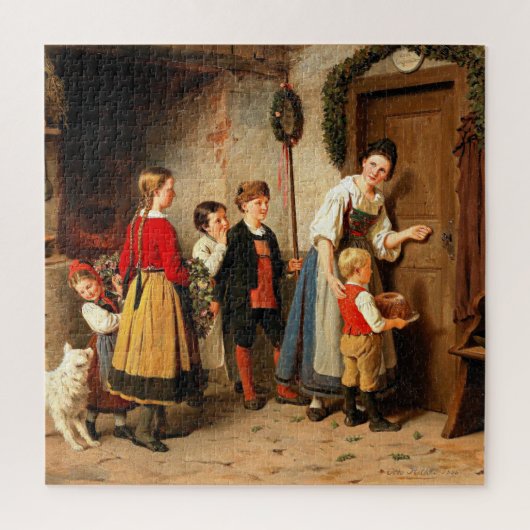 De verjaardagstaart, vintage schilderij legpuzzel (Verticaal)