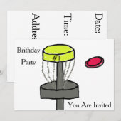 De verjaardagsuitnodiging voor het schijfgolf kaart (Voorkant / Achterkant)