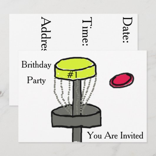 De verjaardagsuitnodiging voor het schijfgolf kaart (Voorkant / Achterkant)