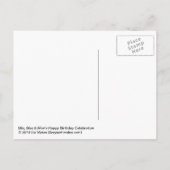 De verjaardagsviering van Mic, Mac en Moe Feestdagenkaart (Achterkant)