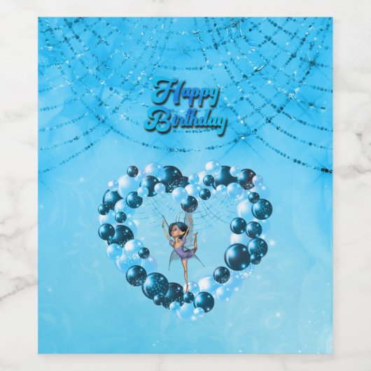 De verjaardagswens fee wijn etiket (Enkel label)