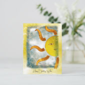 DE VERJAARDAGSWENS VAN DE ZON Geel Oranje |  Ansic Briefkaart (Staand voorkant)