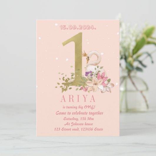 De verjaardagszwaan kaart (Staand voorkant)