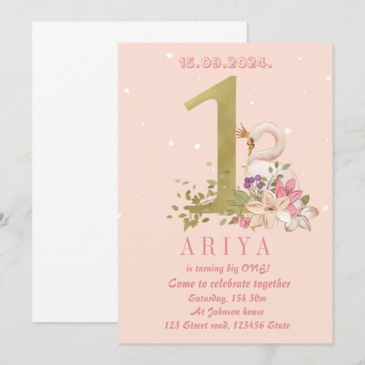 De verjaardagszwaan kaart (Voorkant / Achterkant)