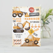 De Verkeersbouw Dump Truck Verjaardag Kaart (Staand voorkant)