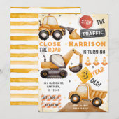 De Verkeersbouw Dump Truck Verjaardag Kaart (Voorkant / Achterkant)