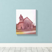 De verlaten roze kerk canvas afdruk (Insitu (Houten vloer))