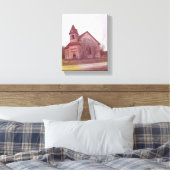 De verlaten roze kerk canvas afdruk (Insitu (Slaapkamer))