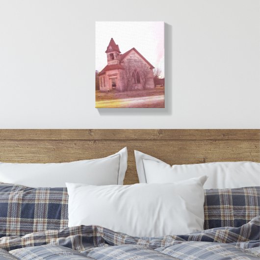 De verlaten roze kerk canvas afdruk (Insitu (Slaapkamer))