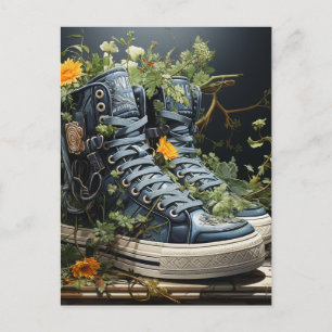 De verlaten Sneakers groeibloemen Briefkaart