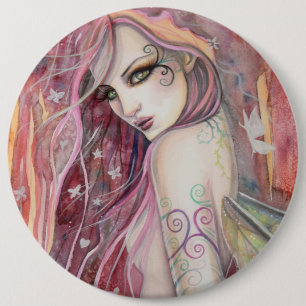 De Verlegen Flirt Moderne Sprookjesachtige Fantasi Ronde Button 6,0 Cm