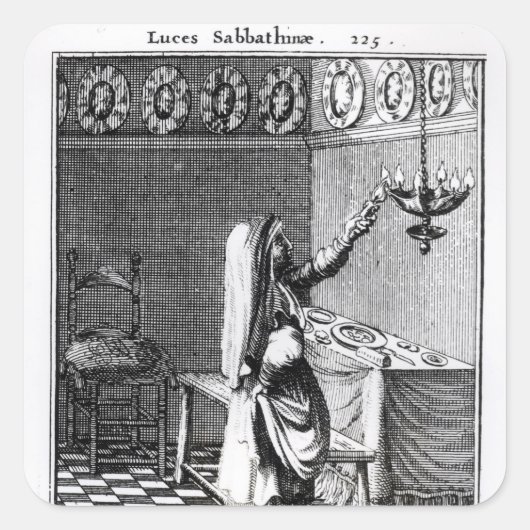 De verlichting van de Sabbat-kaarsen Vierkante Sticker (Voorkant)