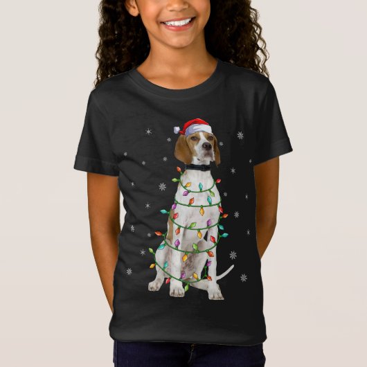 De Verlichting van Xmas die Santa Hat Engelse Wijz T-shirt (Voorkant)