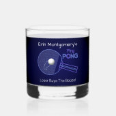 De verliezer koopt de drank! Ping Pong Fun Rocks Whisky Glas (Voorkant)