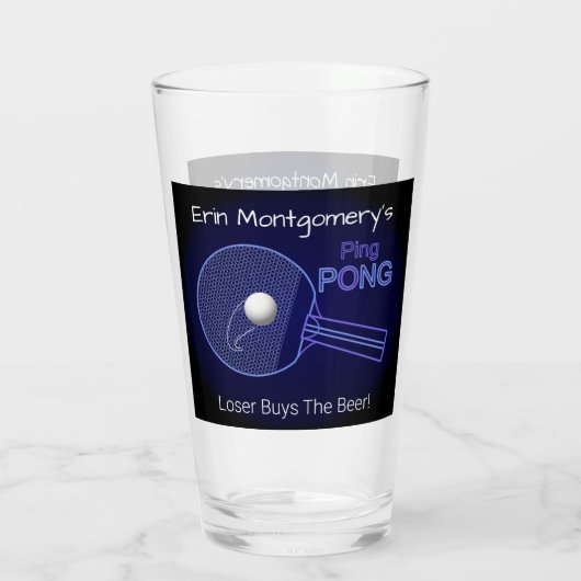 De verliezer koopt het bier! Ping Pong Fun Pint Bi Glas (Achterkant)