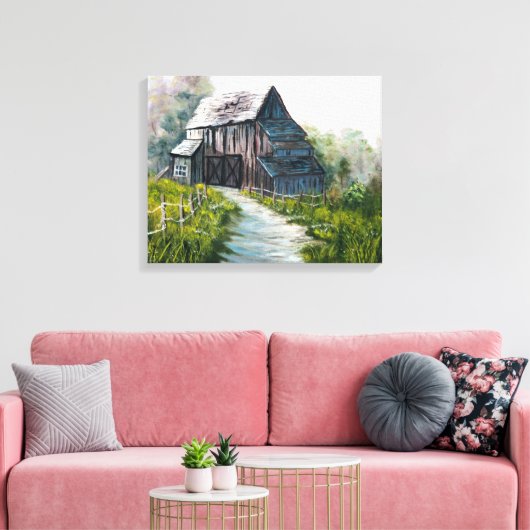 De verloren houten schuur canvas afdruk (Insitu (Woonkamer))