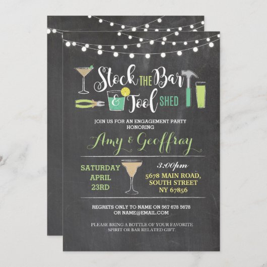 De Verloving Shed Bar & Tool invullen Kaart (Voorkant / Achterkant)