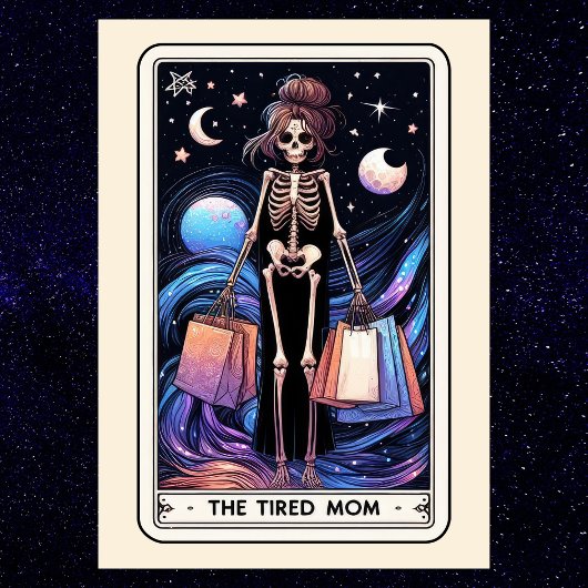 De Vermoeide Moeder Tarot Winkelende Skelet Grappi Briefkaart