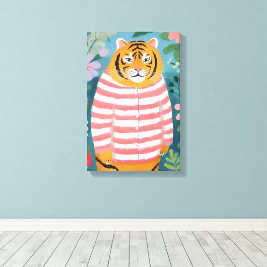 De vermoeide tijger canvas afdruk (Insitu (Houten vloer))