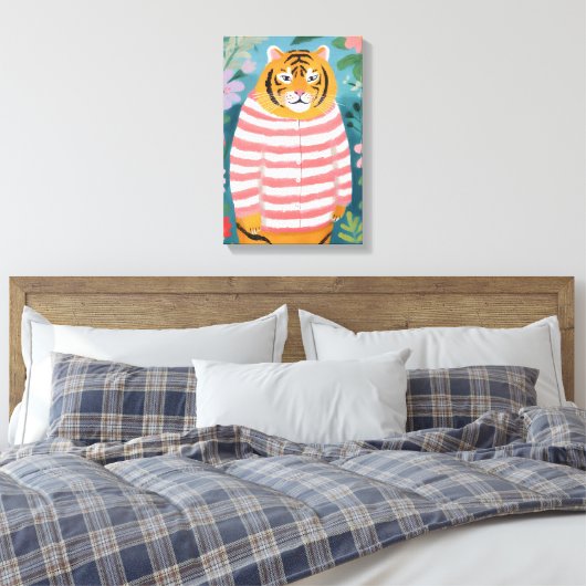 De vermoeide tijger canvas afdruk (Insitu (Slaapkamer))