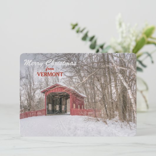 De Vermont Behandelde Kerstkaart van de Sjabloon (Staand voorkant)