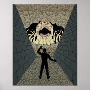 De Vernietiger Komt Weirde Horror Kunst Poster