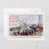 De vernietiging van Tea in Boston Harbour Briefkaart (Voorkant / Achterkant)