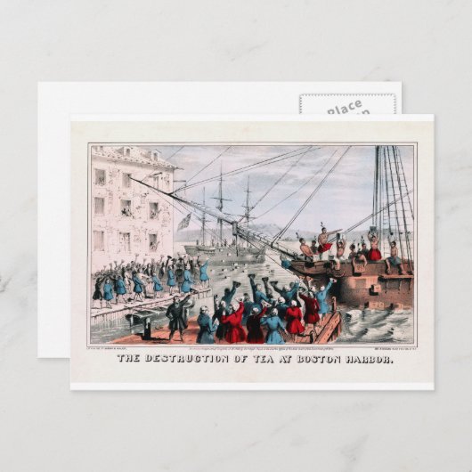 De vernietiging van Tea in Boston Harbour Briefkaart (Voorkant / Achterkant)