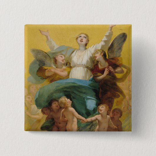 De veronderstelling van de maagd vierkante button 5,1 cm (Voorkant)