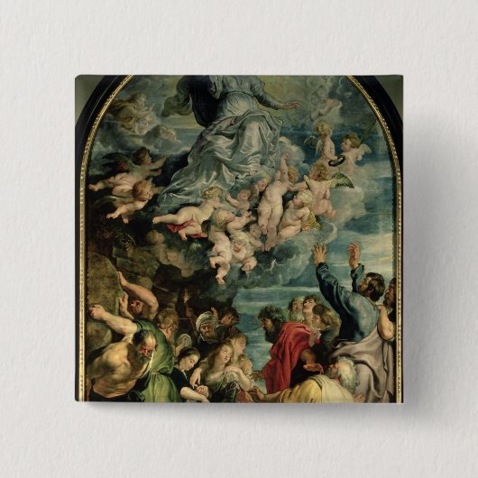 De veronderstelling van het maagdarmstuk 1611/14 vierkante button 5,1 cm (Voorkant)