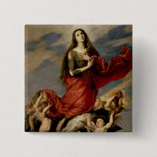 De veronderstelling van Mary Magdalene, 1636 Vierkante Button 5,1 Cm