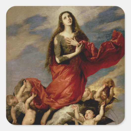 De veronderstelling van Mary Magdalene, 1636 Vierkante Sticker (Voorkant)