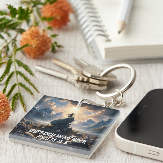 De Veroveraar van Hoogten DE HEER IS MIJN ROTS Sleutelhanger (Voorkant Rechts)