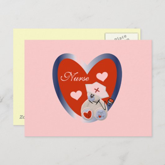 De verpleegster draagt met de T-shirts en de Briefkaart (Voorkant / Achterkant)