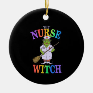 De Verpleegster Heks Een Spooky Halloween Verhaal Keramisch Ornament