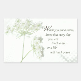 De verpleegster raakt een leven met wilde bloemen  rechthoekige sticker