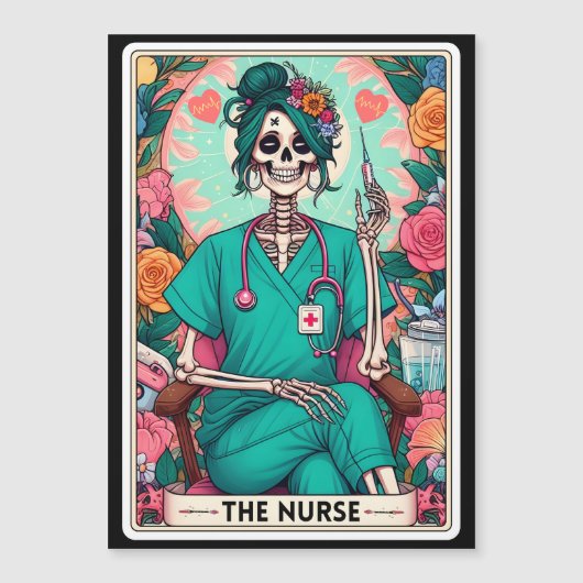 "De verpleegster" Tarot Kaart magneet (Voorkant)