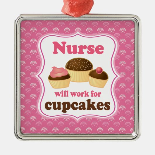 De verpleegster zal werken voor Cupcakes Keepslag Metalen Ornament (Voorkant)