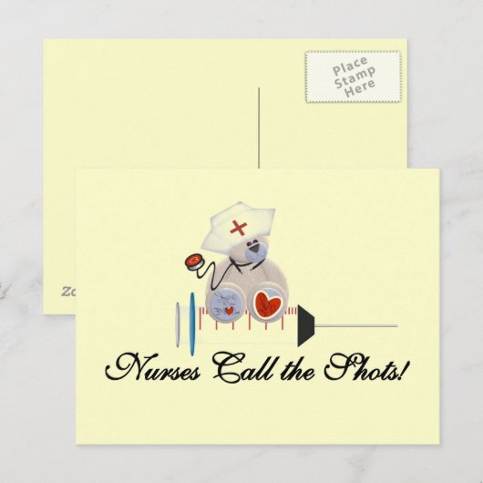 De Verpleegsters van de teddybeer roepen de de Briefkaart (Voorkant / Achterkant)