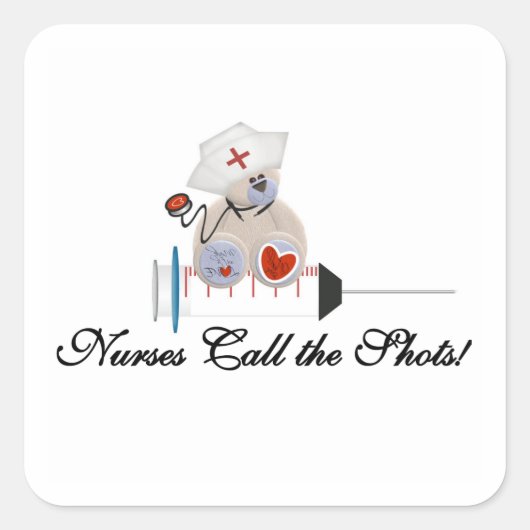 De Verpleegsters van de teddybeer roepen de de Vierkante Sticker (Voorkant)