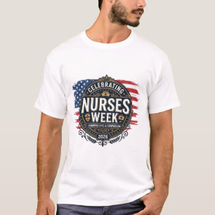 De verpleegstersweek 2026 patriottisch vintage Des T-shirt