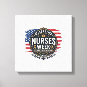 De verpleegstersweek 2026 patriottische vintage De Canvas Afdruk