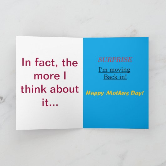 De Verrassing van de moederdag Kaart (Binnen)