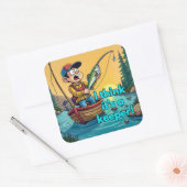 De verrassing van een jonge visser vierkante sticker (Envelop)