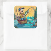De verrassing van een jonge visser vierkante sticker (Tas)